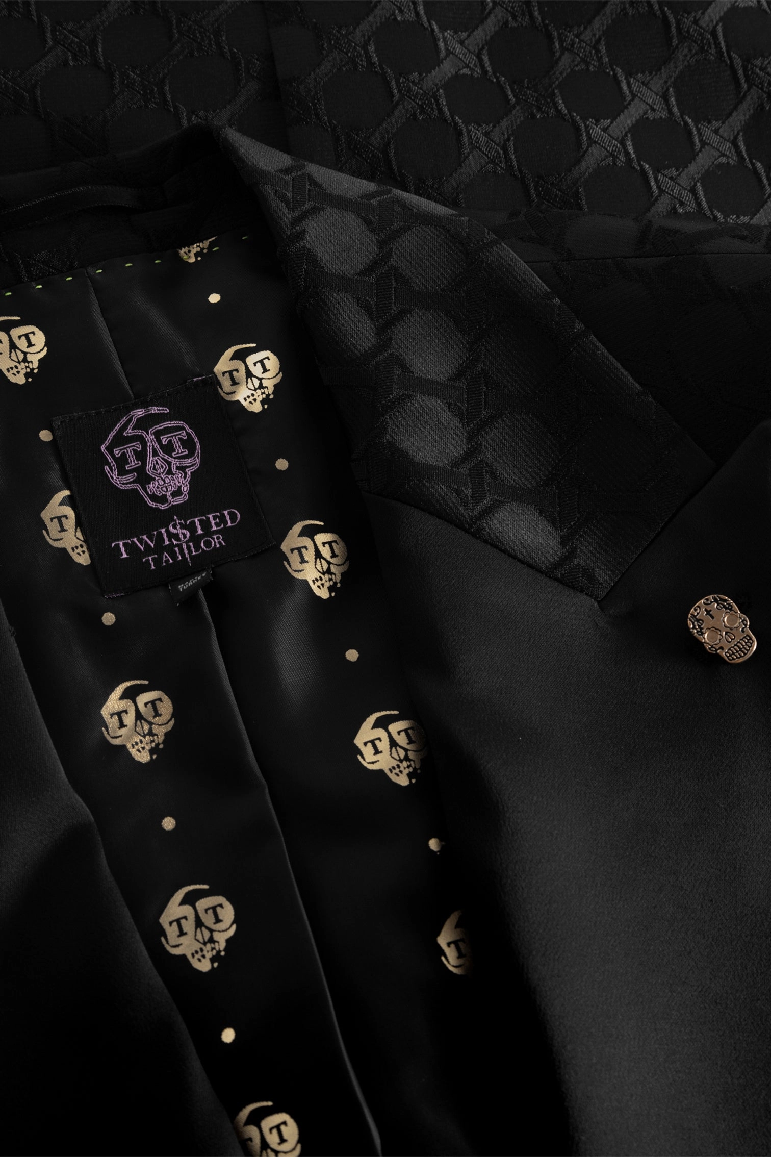 Papatya Slim Fit Black Jacquard Suit