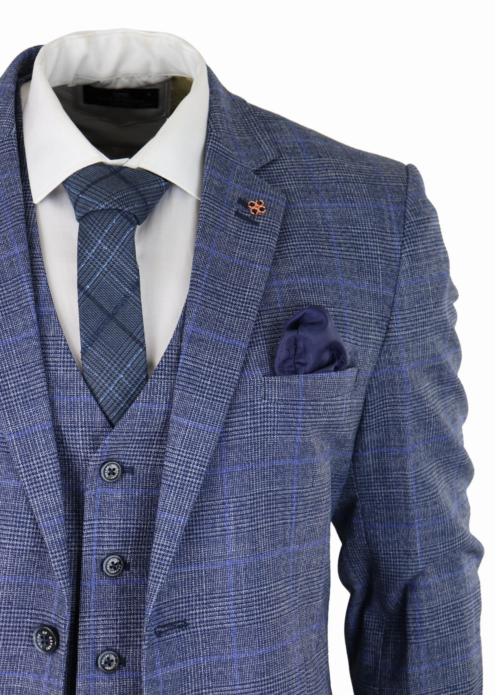 Phantom 3 Piece Suit Blue Check Classic Vintage
