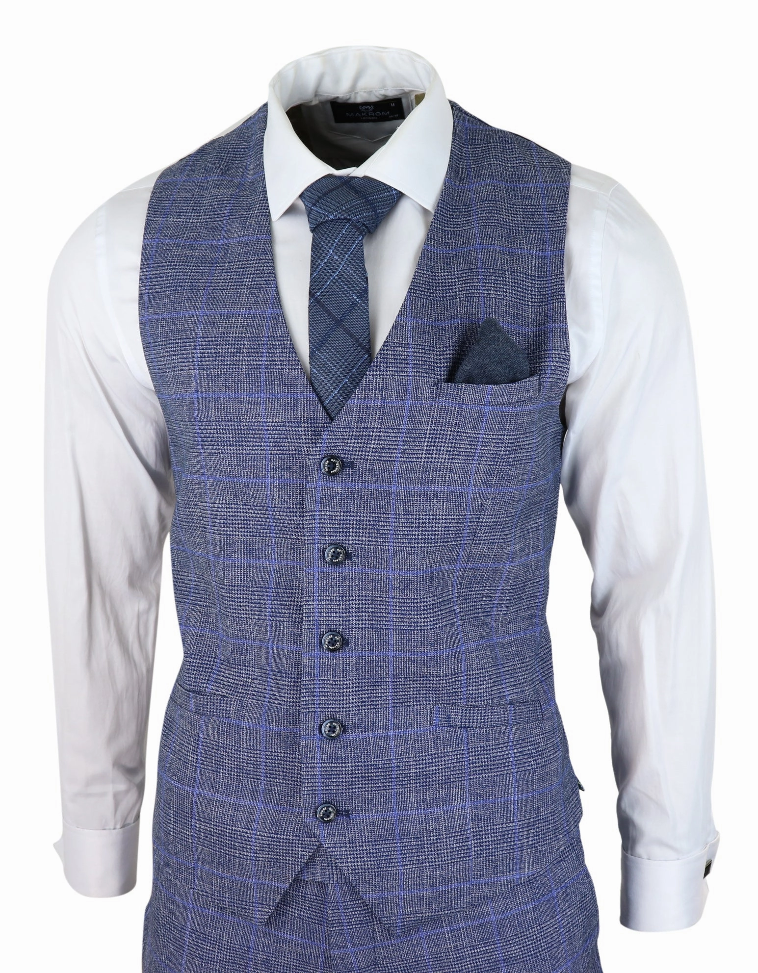 Phantom 3 Piece Suit Blue Check Classic Vintage