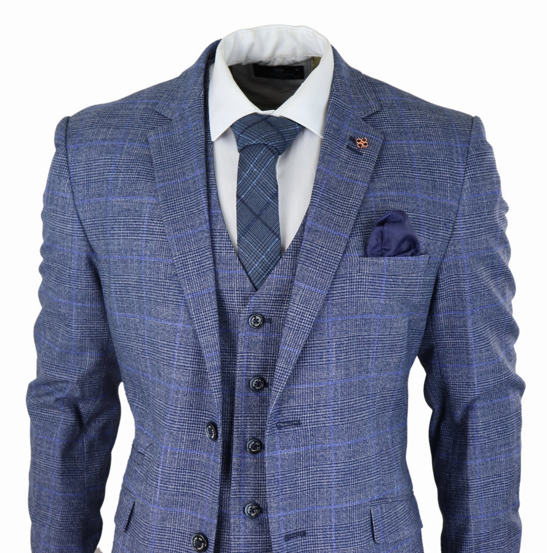 Phantom 3 Piece Suit Blue Check Classic Vintage