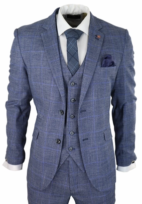 Phantom 3 Piece Suit Blue Check Classic Vintage