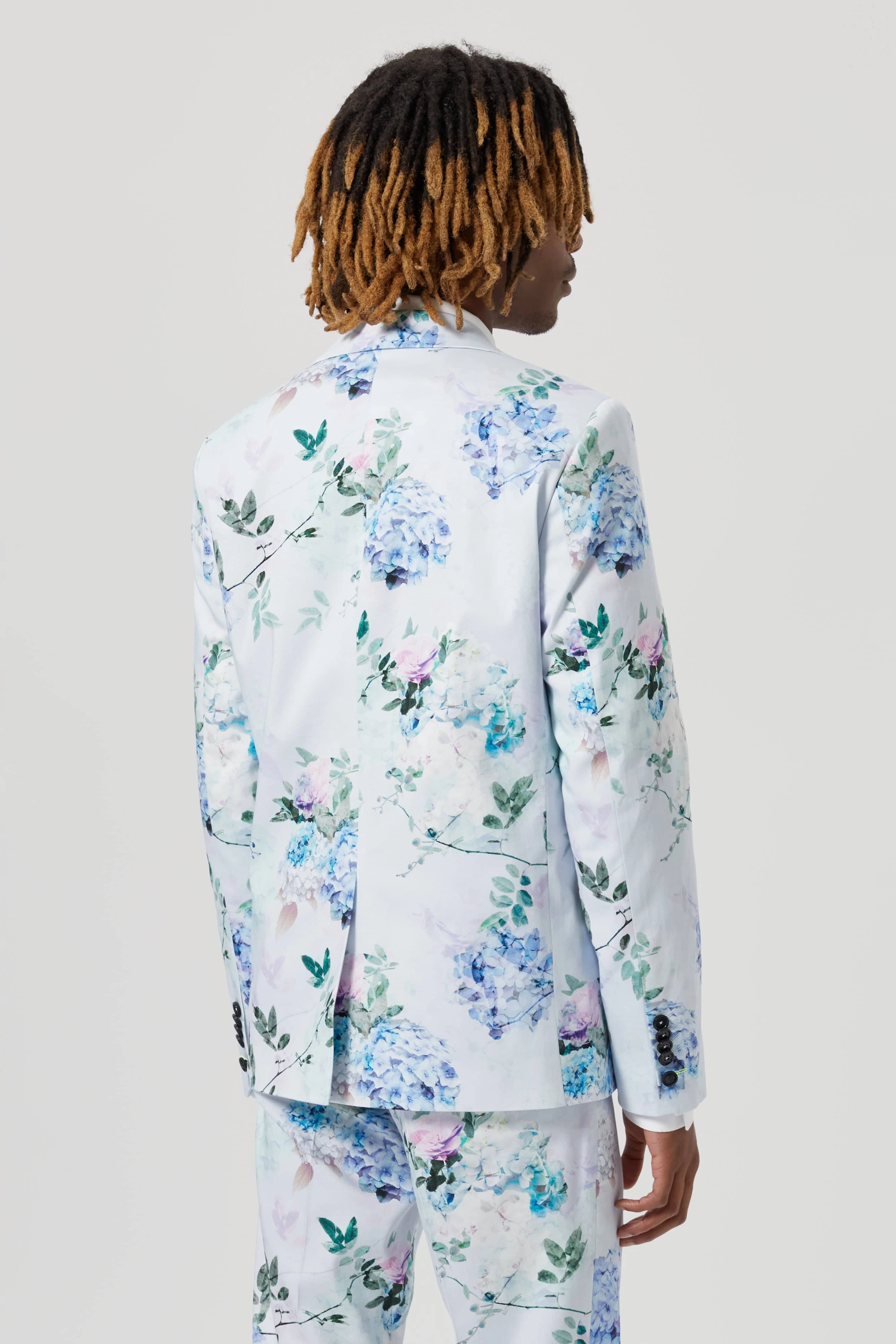 Pickhurst Skinny Fit Blue Floral Cotton Suit