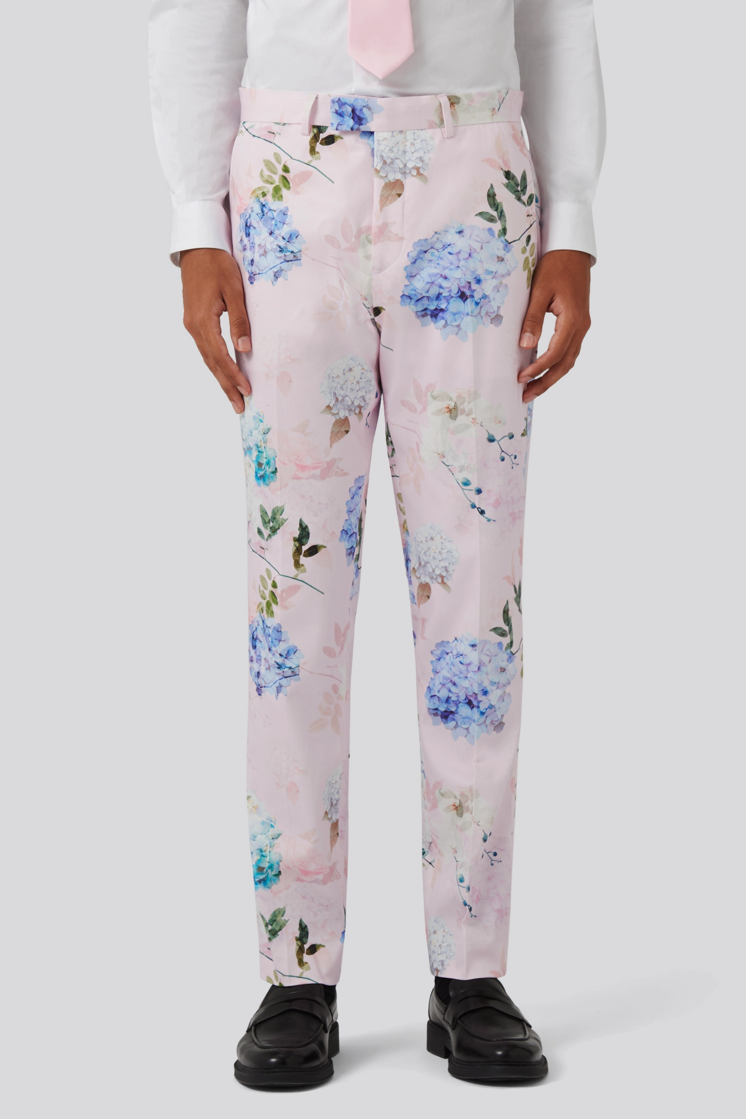 Pickhurst Slim Fit Pink Floral Cotton Suit