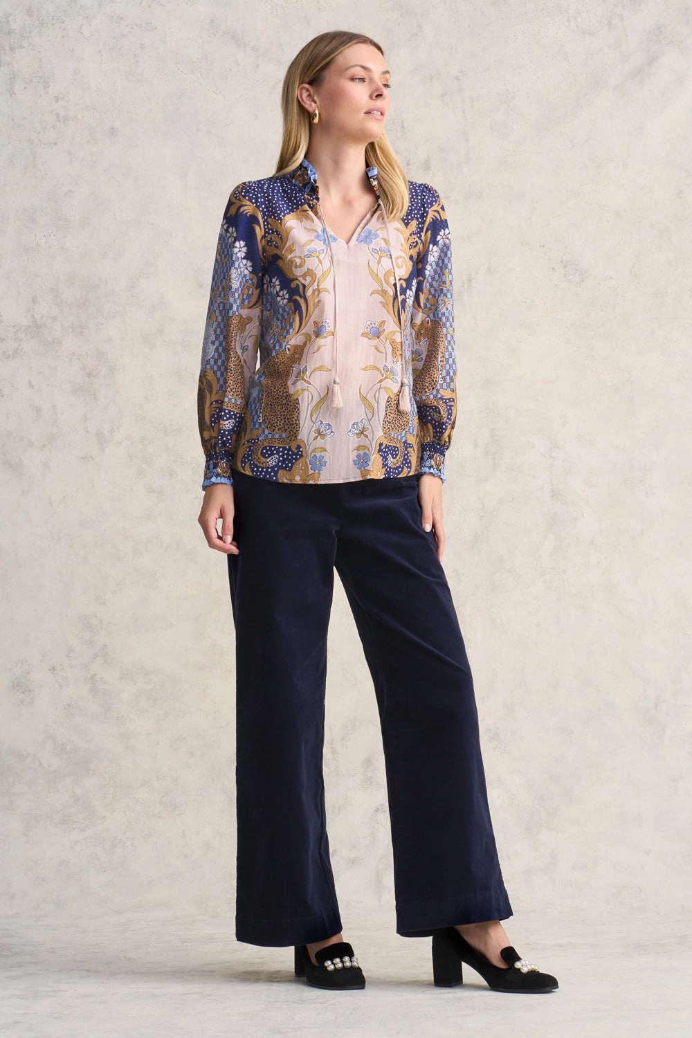 Printed Cotton Silk Blouse - Chateau Print