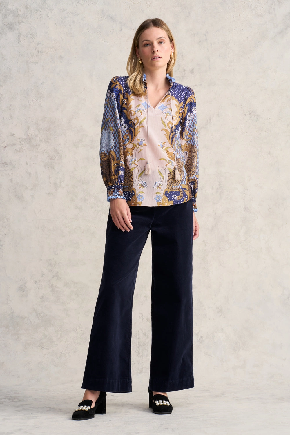 Printed Cotton Silk Blouse - Chateau Print