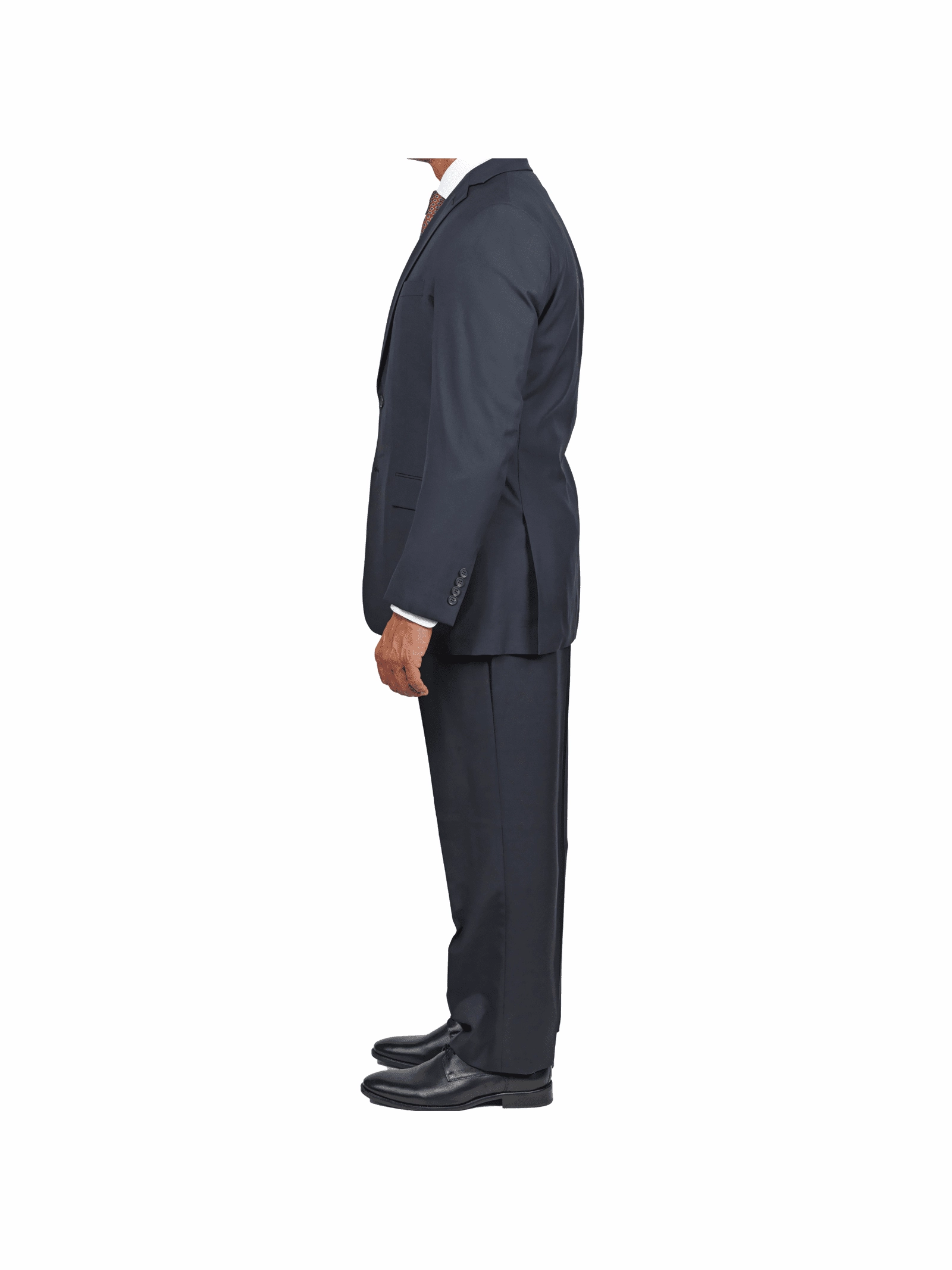 Private Label Solid Black Regular Fit 100% Wool 2 Piece Suit With Pleated Pants