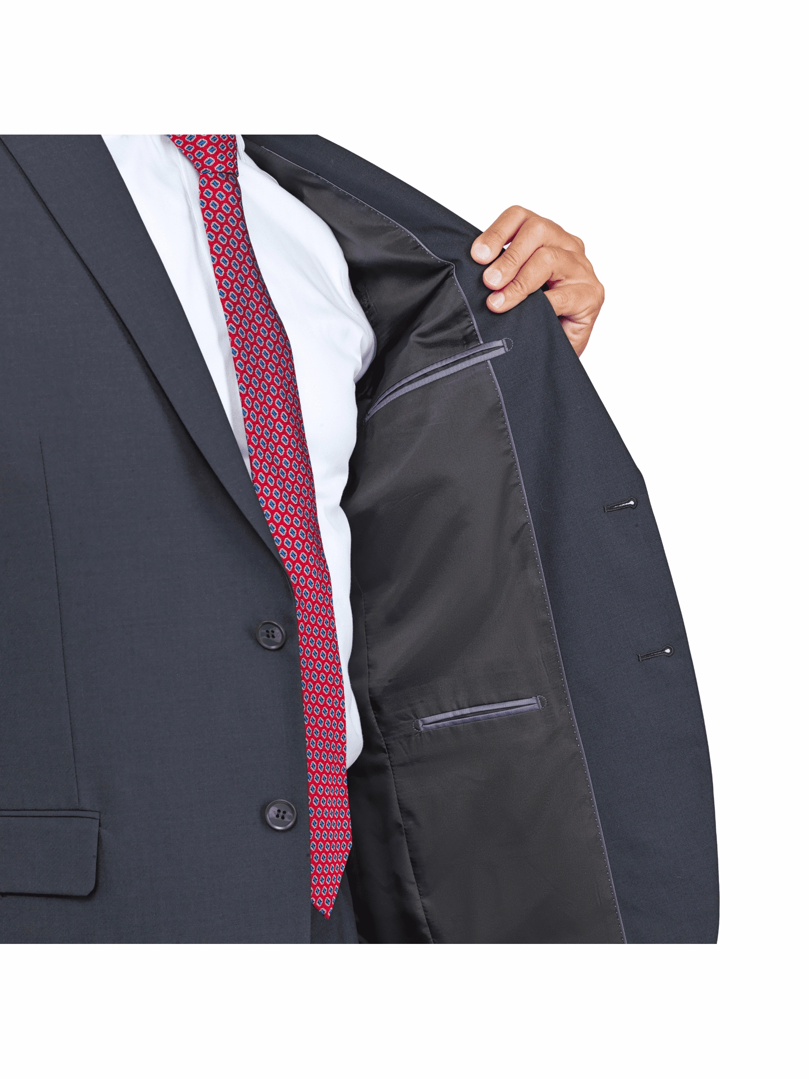 Private Label Solid Black Regular Fit 100% Wool 2 Piece Suit With Pleated Pants