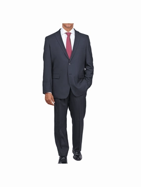 Private Label Solid Black Regular Fit 100% Wool 2 Piece Suit With Pleated Pants