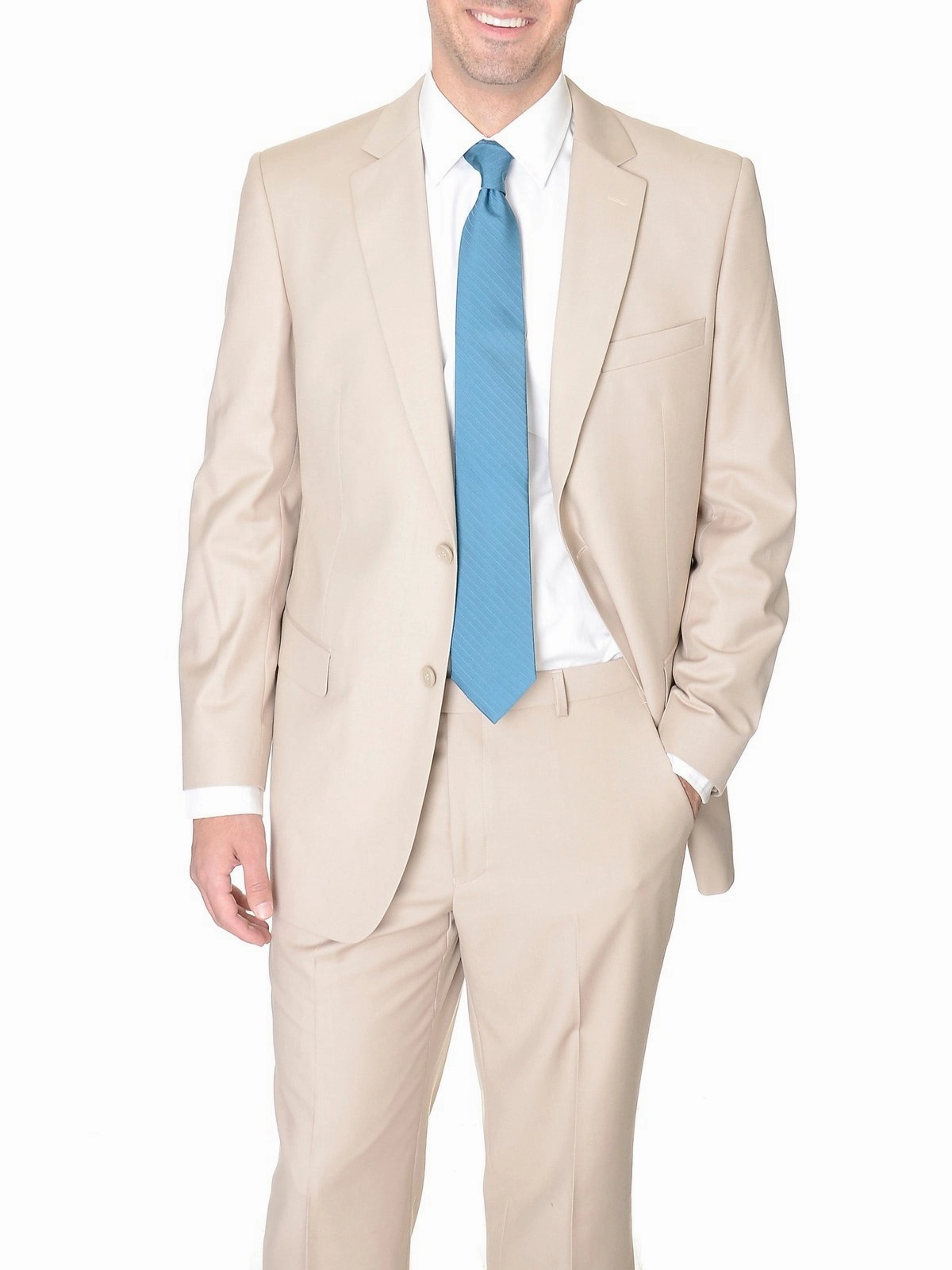 Raphael Mens Tan Light Brown Slim Fit Two Button Suit
