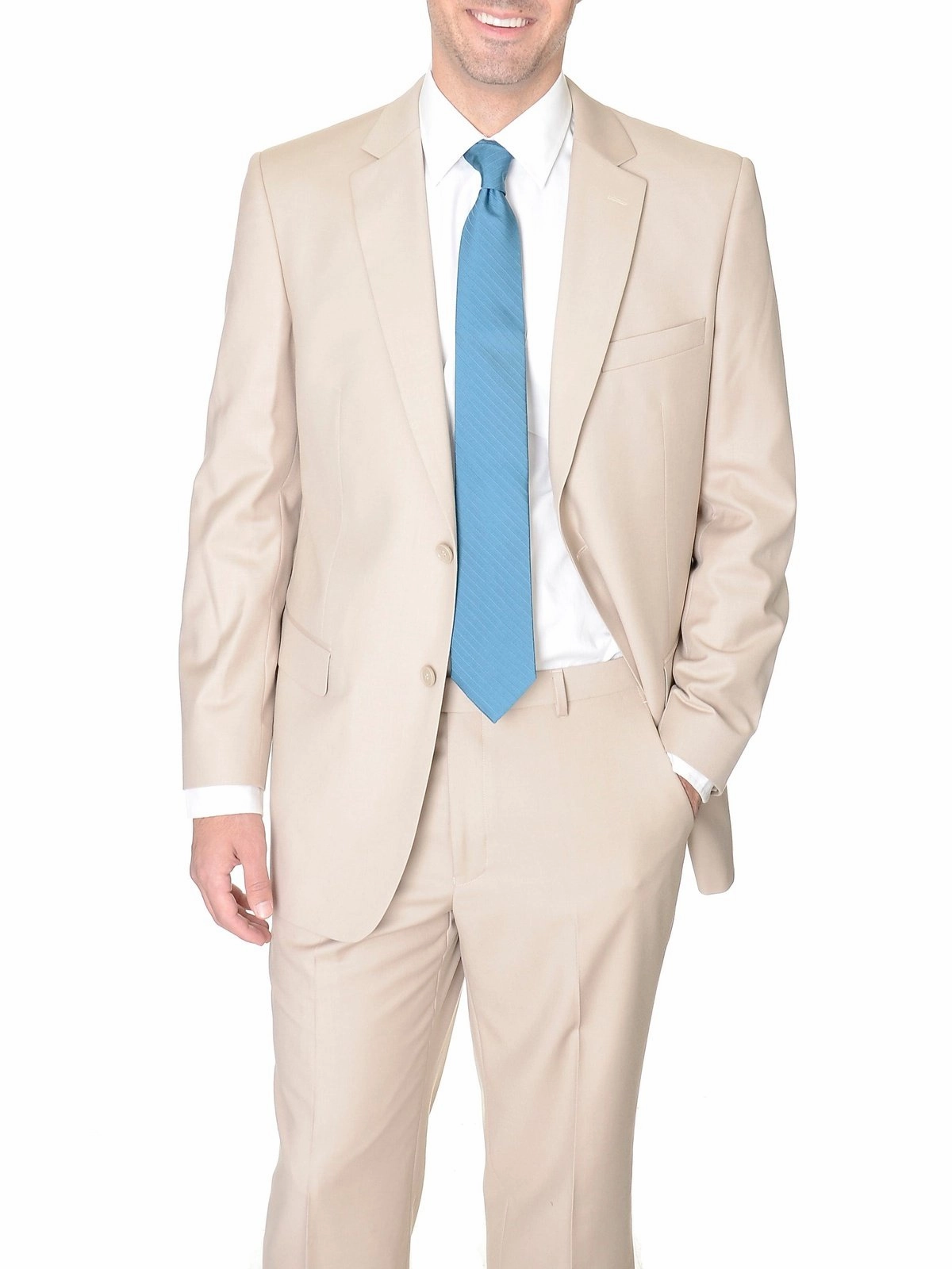 Raphael Mens Tan Regular Fit Suit