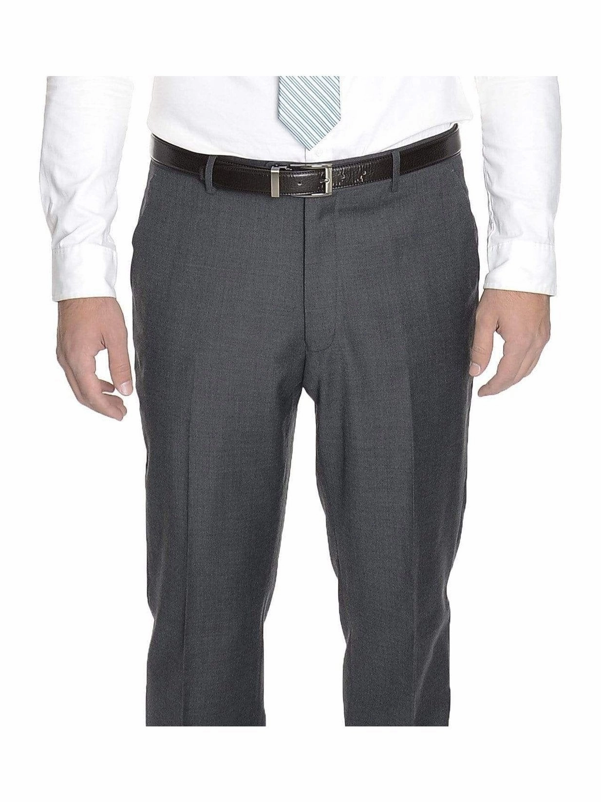 Raphael Modern Fit Solid Gray Two Button Wool Suit