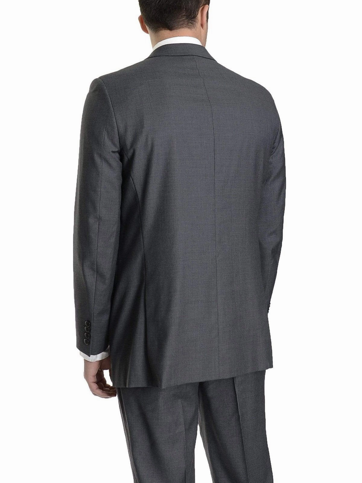 Raphael Modern Fit Solid Gray Two Button Wool Suit
