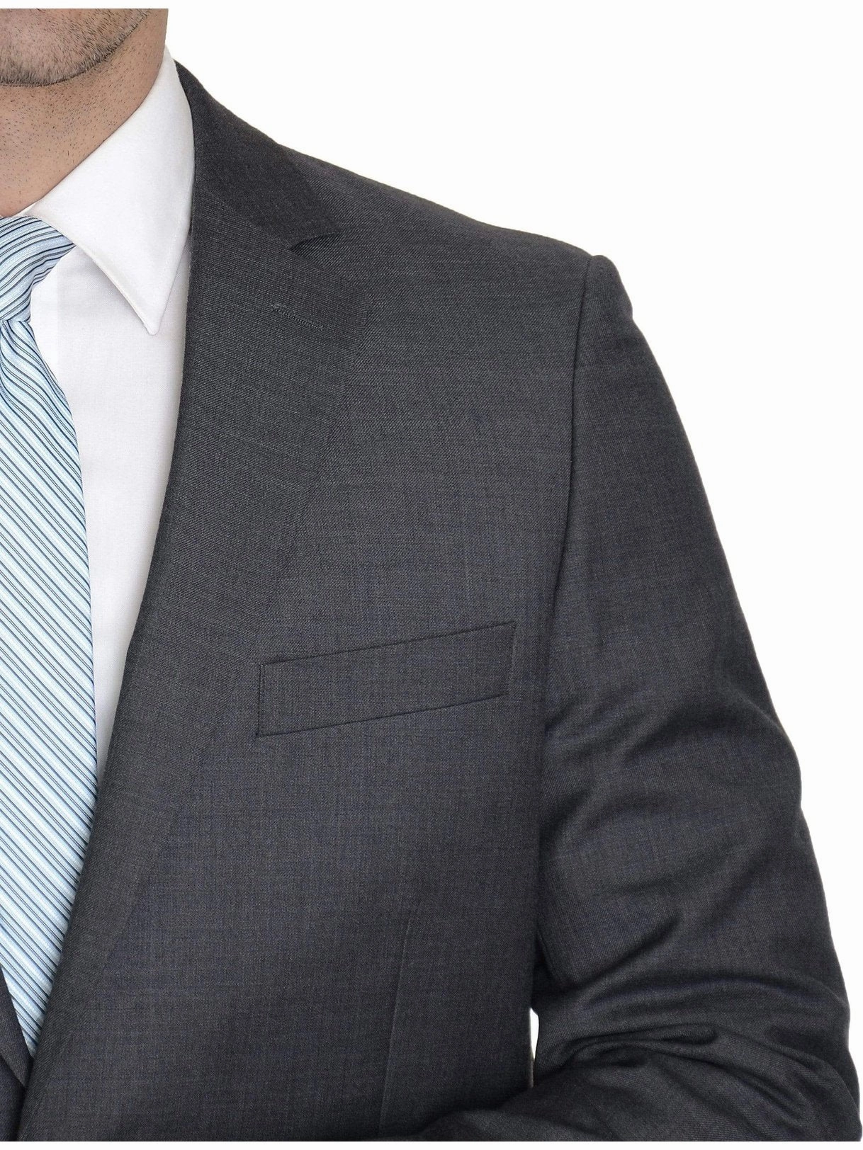 Raphael Modern Fit Solid Gray Two Button Wool Suit