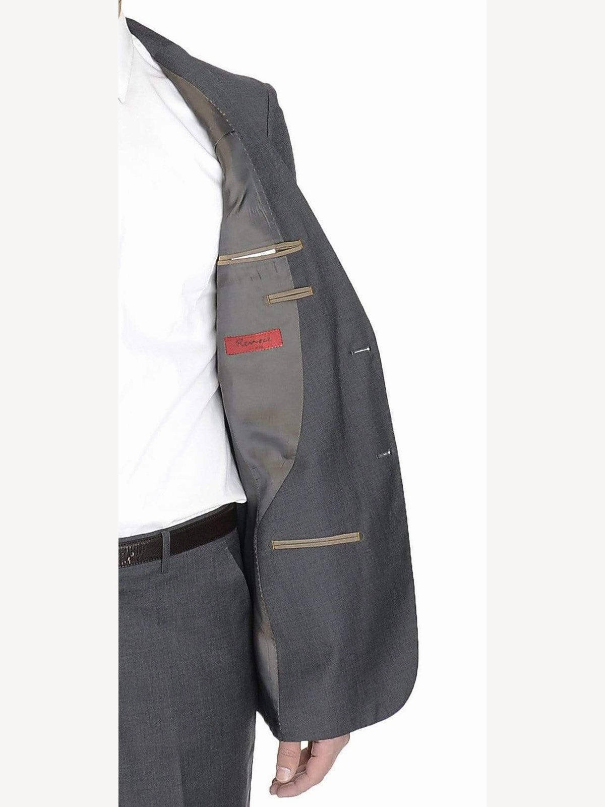 Raphael Modern Fit Solid Gray Two Button Wool Suit