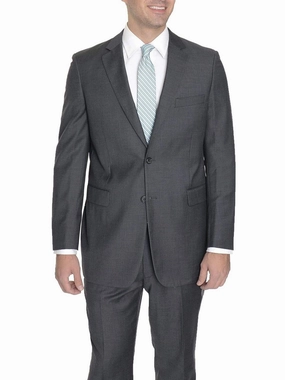 Raphael Modern Fit Solid Gray Two Button Wool Suit