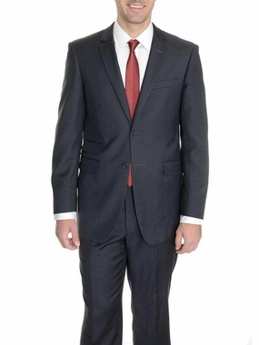 Raphael Regular Fit Charcoal Gray Two Button Wool Suit