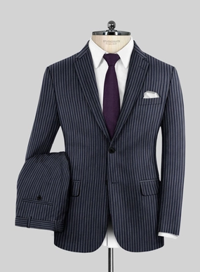 Reda Bravon Dark Blue Stripe Wool Suit