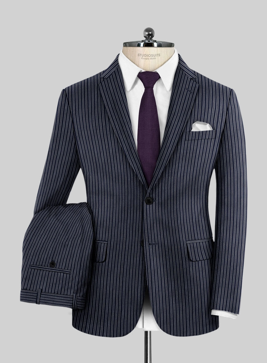 Reda Bravon Dark Blue Stripe Wool Suit