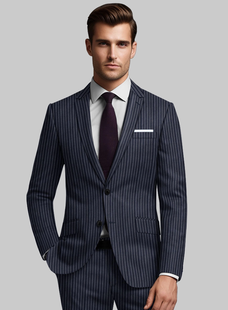 Reda Bravon Dark Blue Stripe Wool Suit
