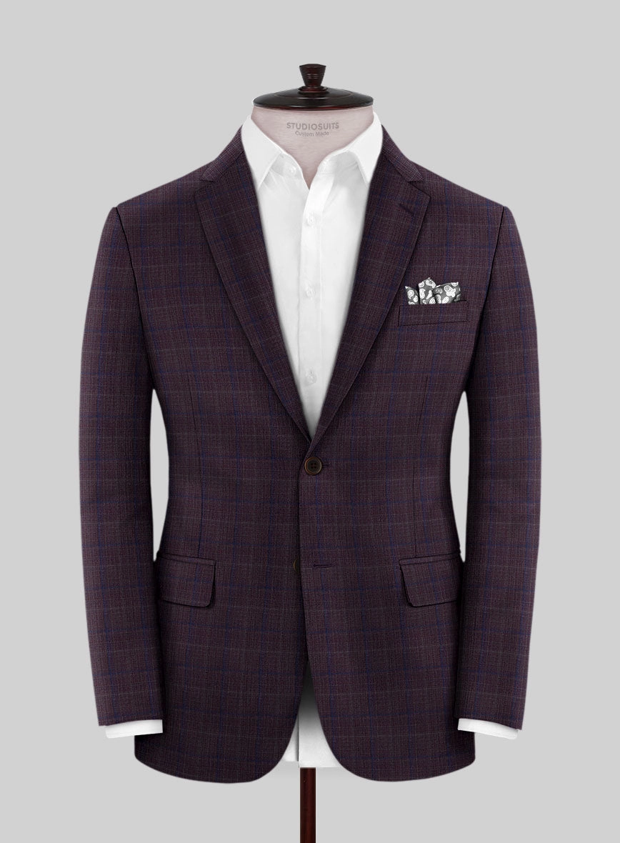 Reda Mulled Wine Checks Wool Suit