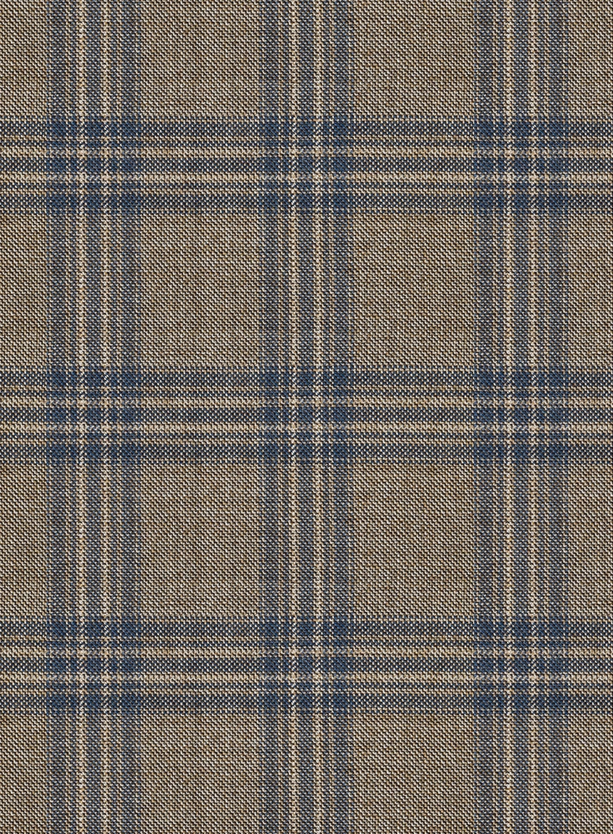 Reda Sand Brown Checks Wool Suit