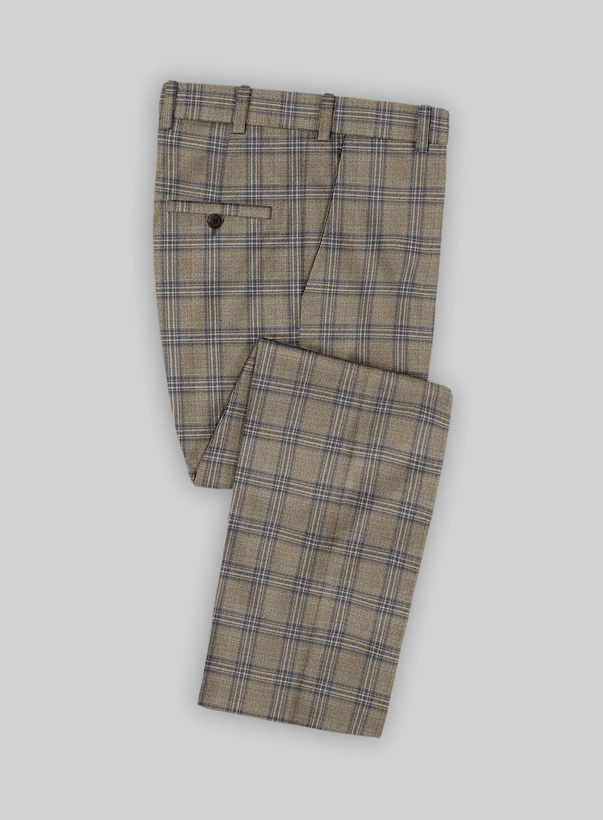 Reda Sand Brown Checks Wool Suit