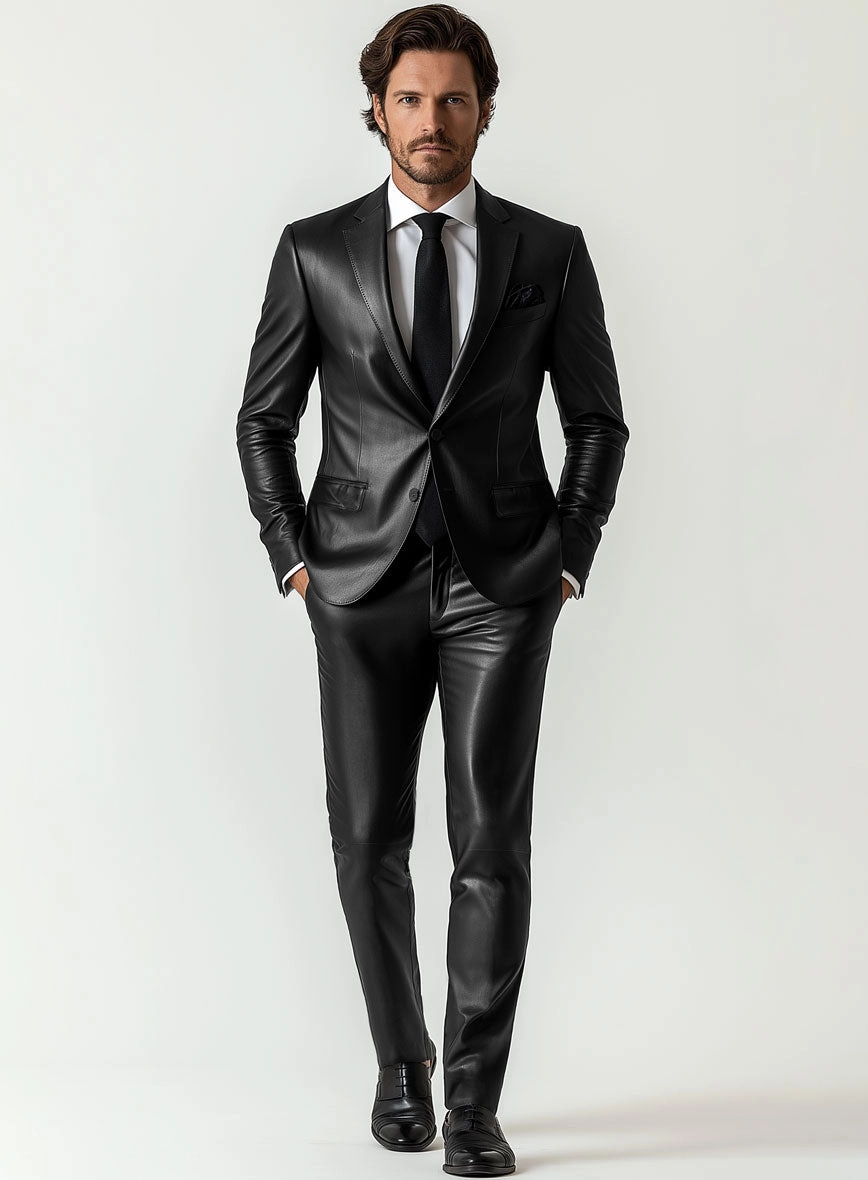Rich Black Leather Suit