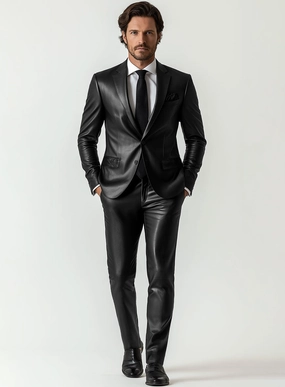 Rich Black Leather Suit