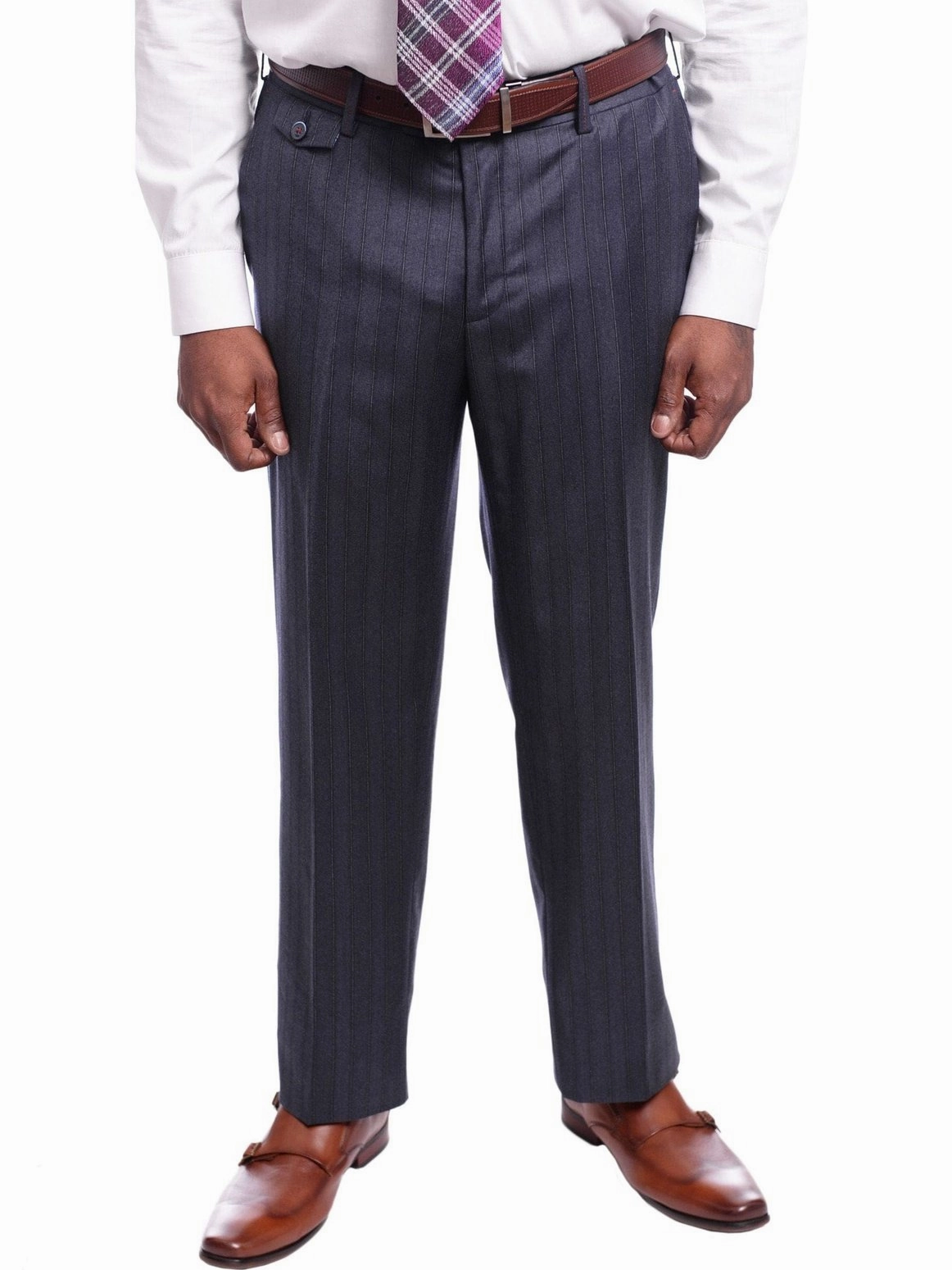 Robert Graham Mens Gray Striped Wool Cashmere Slim Fit 2 Button Suit