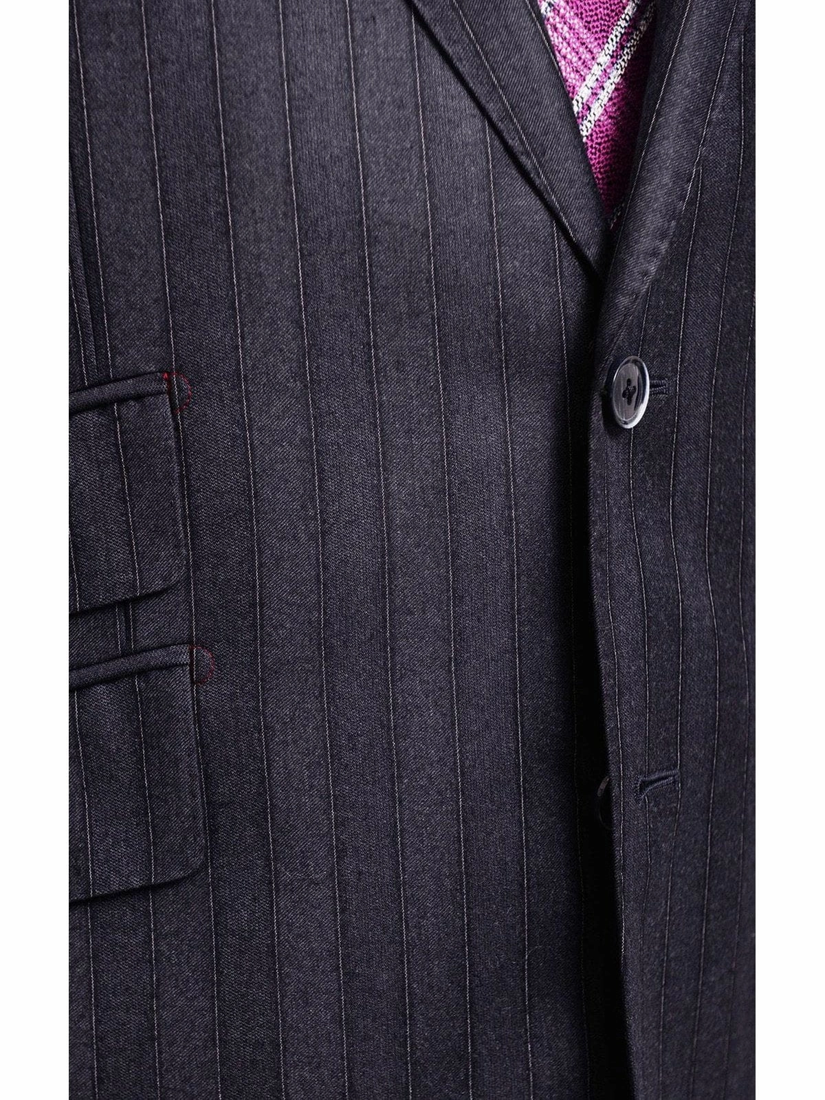 Robert Graham Mens Gray Striped Wool Cashmere Slim Fit 2 Button Suit