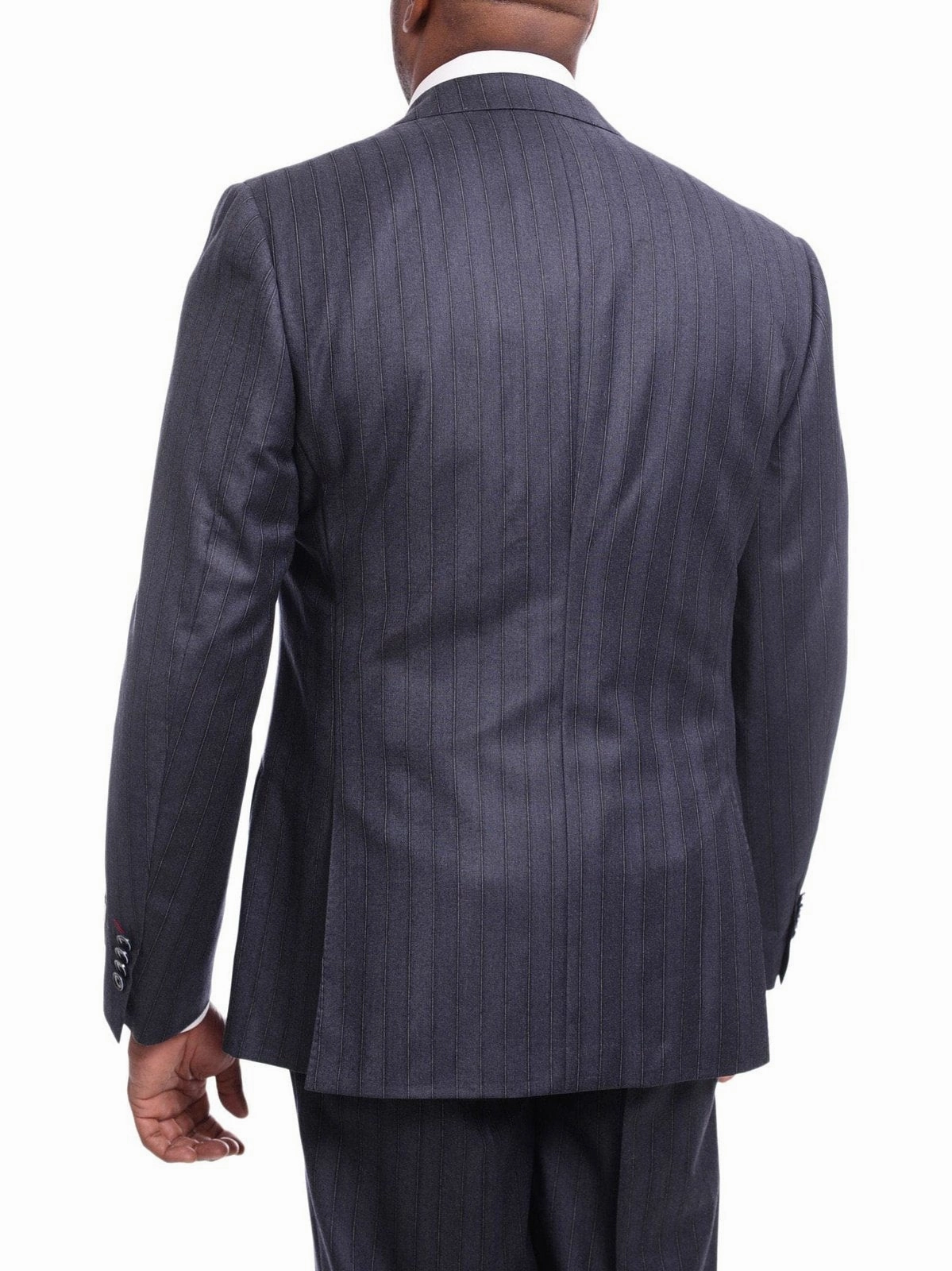 Robert Graham Mens Gray Striped Wool Cashmere Slim Fit 2 Button Suit