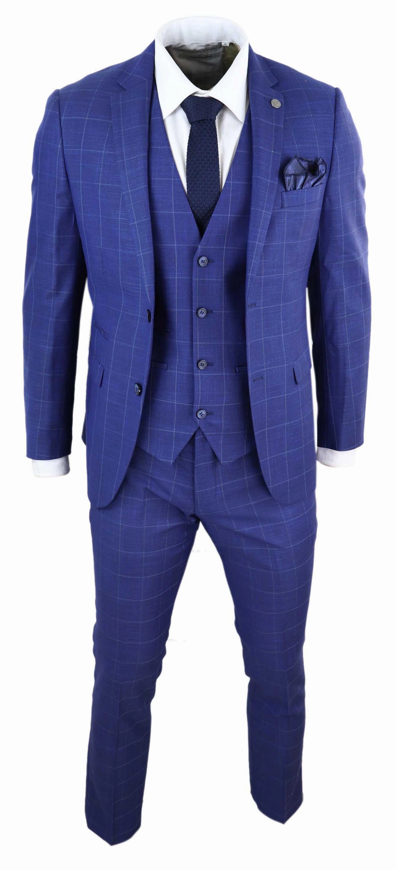 Rover 3 Piece Suit Blue Check Suit Formal