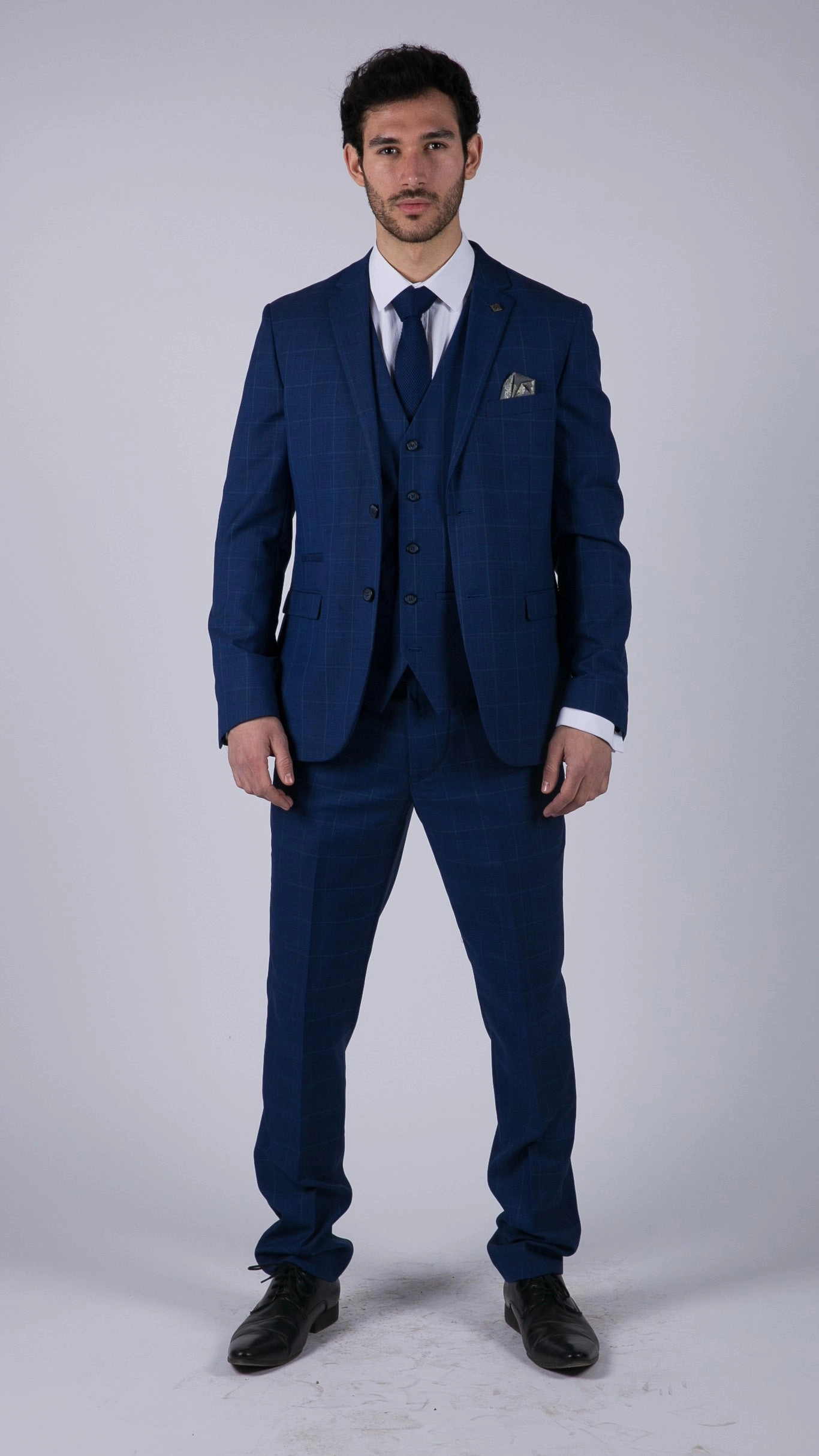 Rover 3 Piece Suit Blue Check Suit Formal