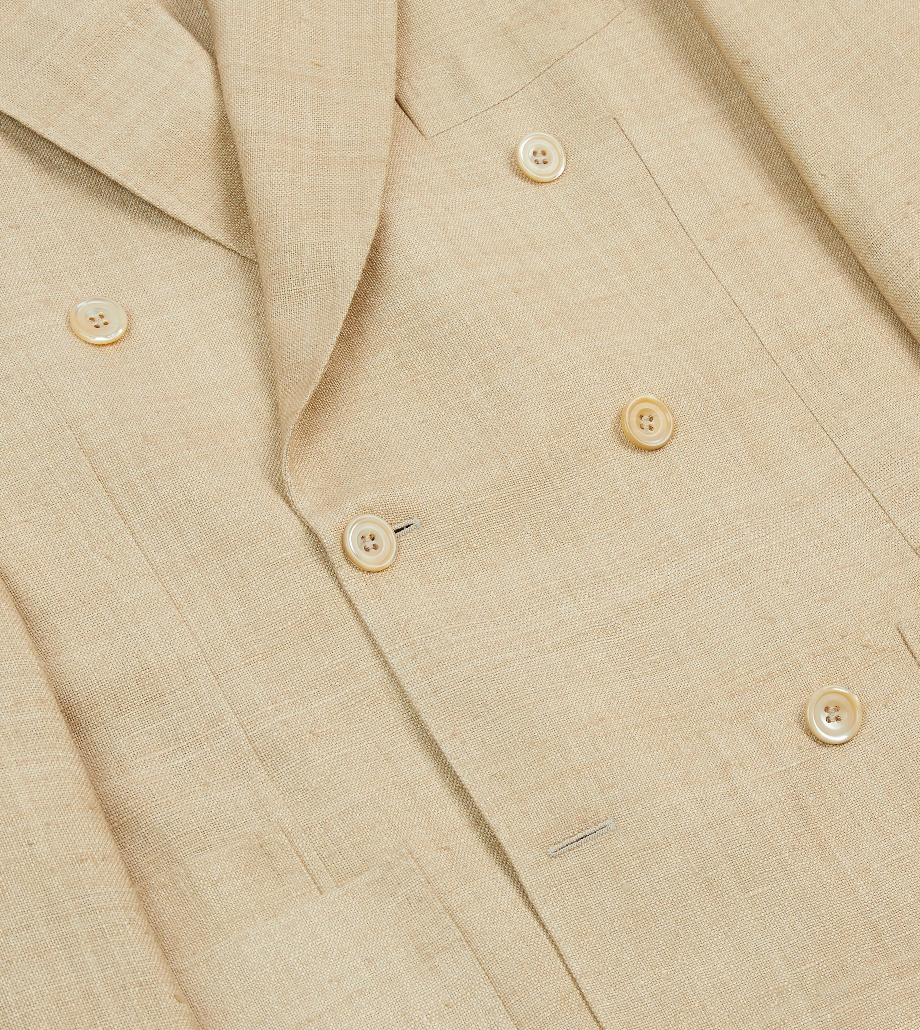 Sand Tussah Silk Double-Breasted Tailored Jacket