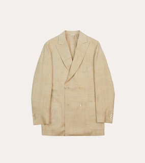 Sand Tussah Silk Double-Breasted Tailored Jacket