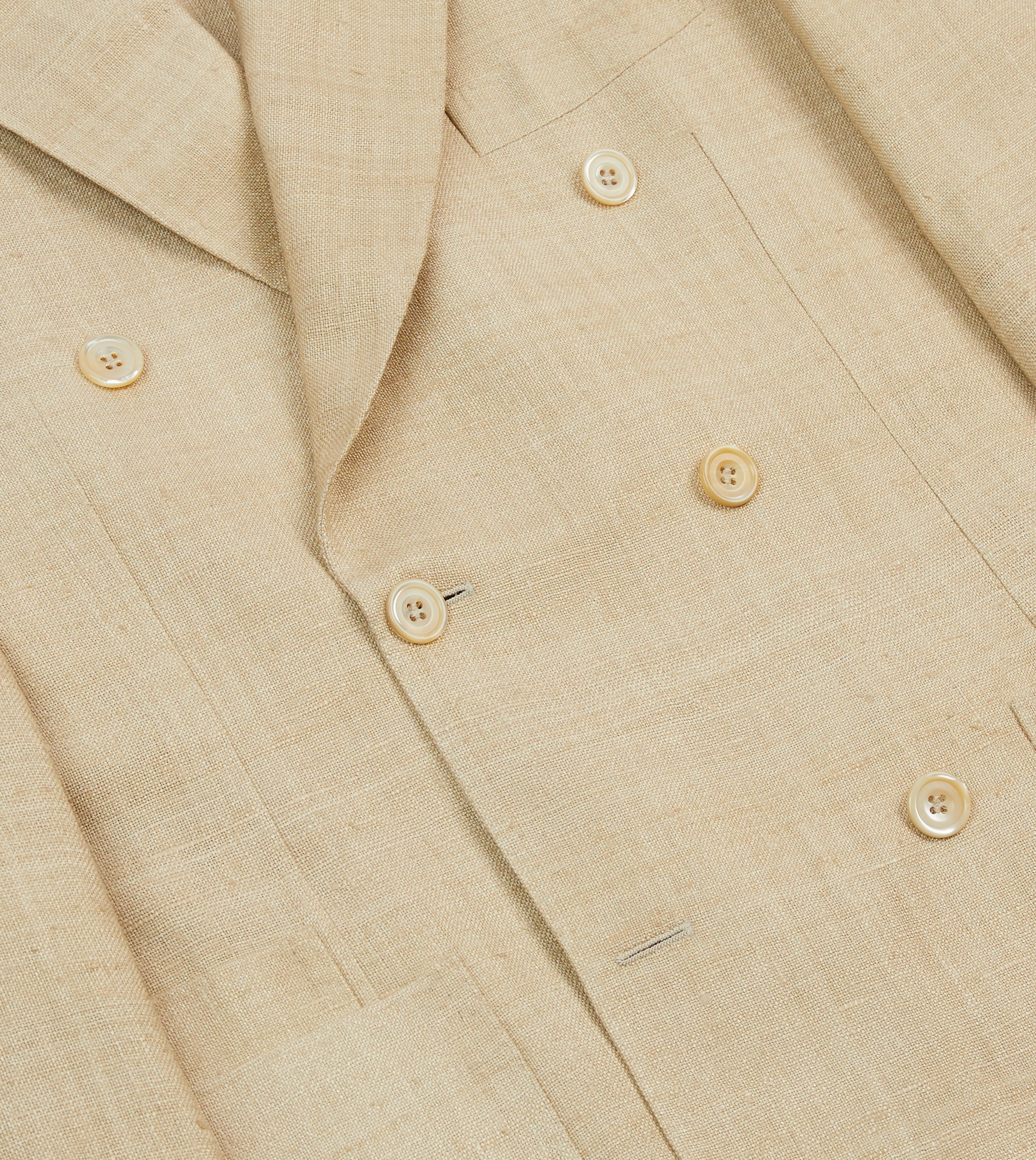 Sand Tussah Silk Double-Breasted Tailored Jacket