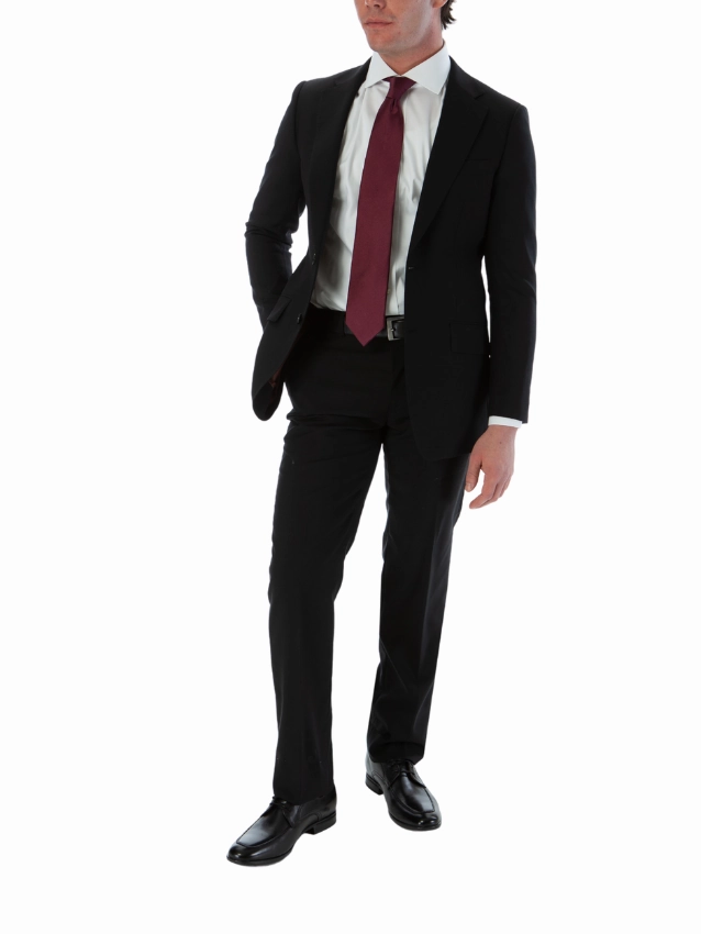 Sartoria Mazara Mens Classic Fit Black 100% Wool 2 Piece Suit