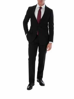 Sartoria Mazara Mens Classic Fit Black 100% Wool 2 Piece Suit