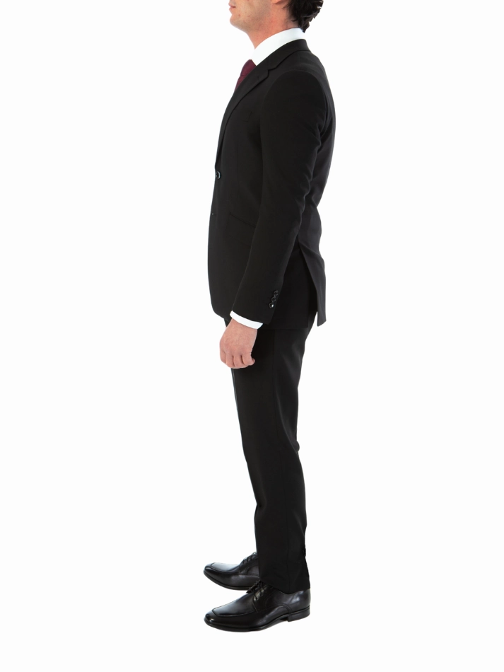 Sartoria Mazara Mens Slim Fit Black 100% Wool 2 Piece Suit