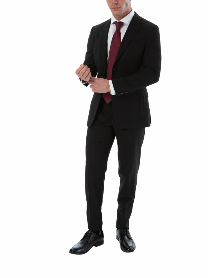 Sartoria Mazara Mens Slim Fit Black 100% Wool 2 Piece Suit