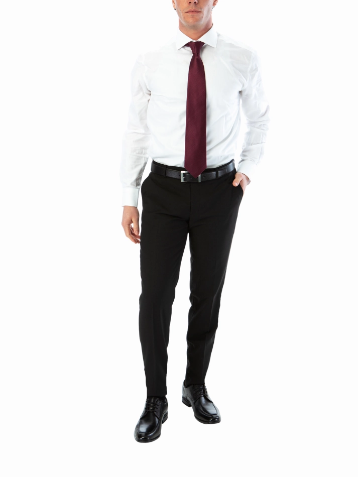 Sartoria Mazara Mens Slim Fit Black 100% Wool 2 Piece Suit