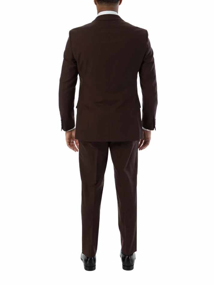 Sartoria Mazara Mens Slim Fit Solid Brown 100% Wool 2 Piece Suit