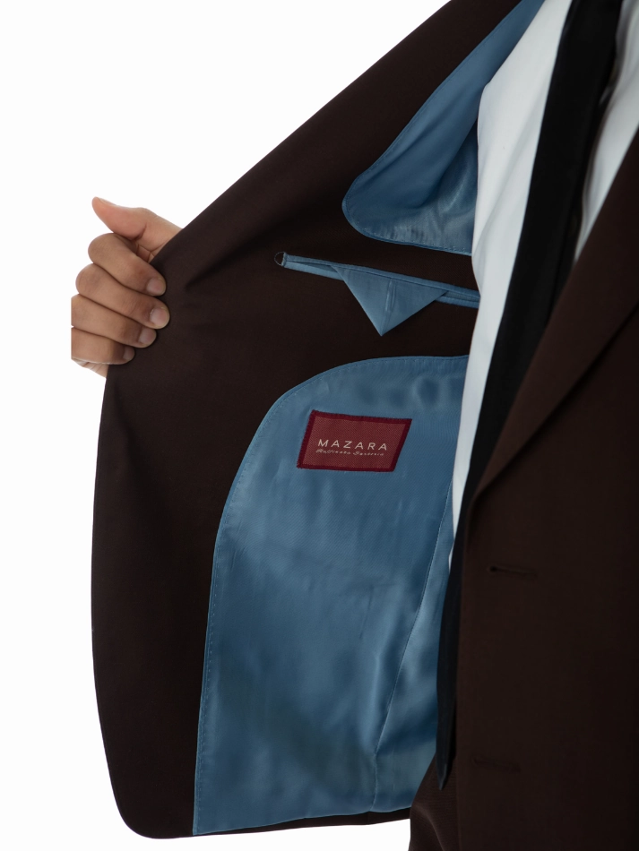 Sartoria Mazara Mens Slim Fit Solid Brown 100% Wool 2 Piece Suit