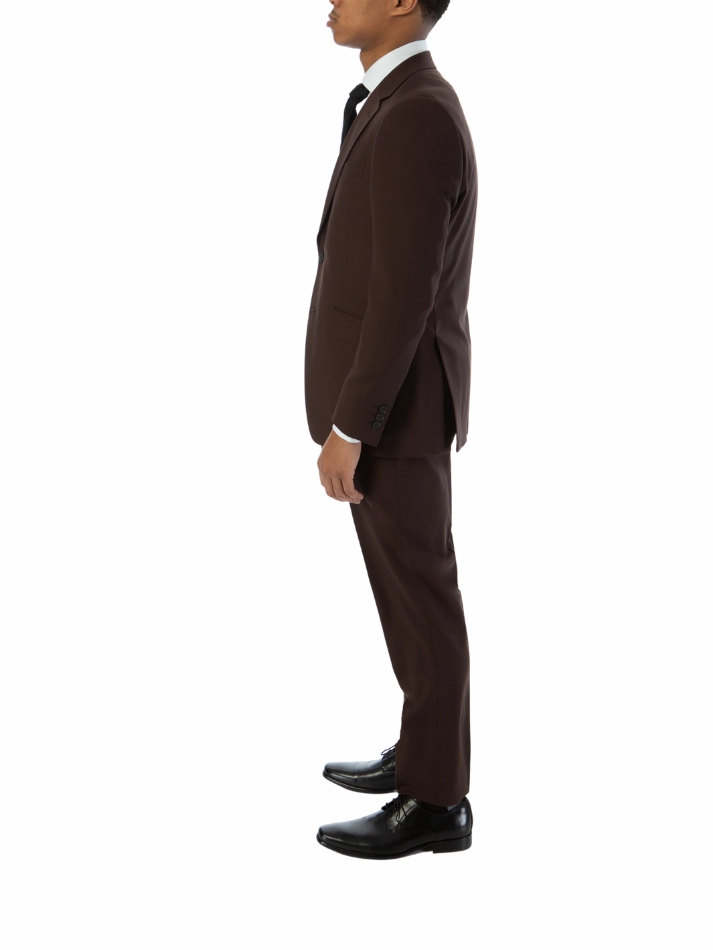 Sartoria Mazara Mens Slim Fit Solid Brown 100% Wool 2 Piece Suit