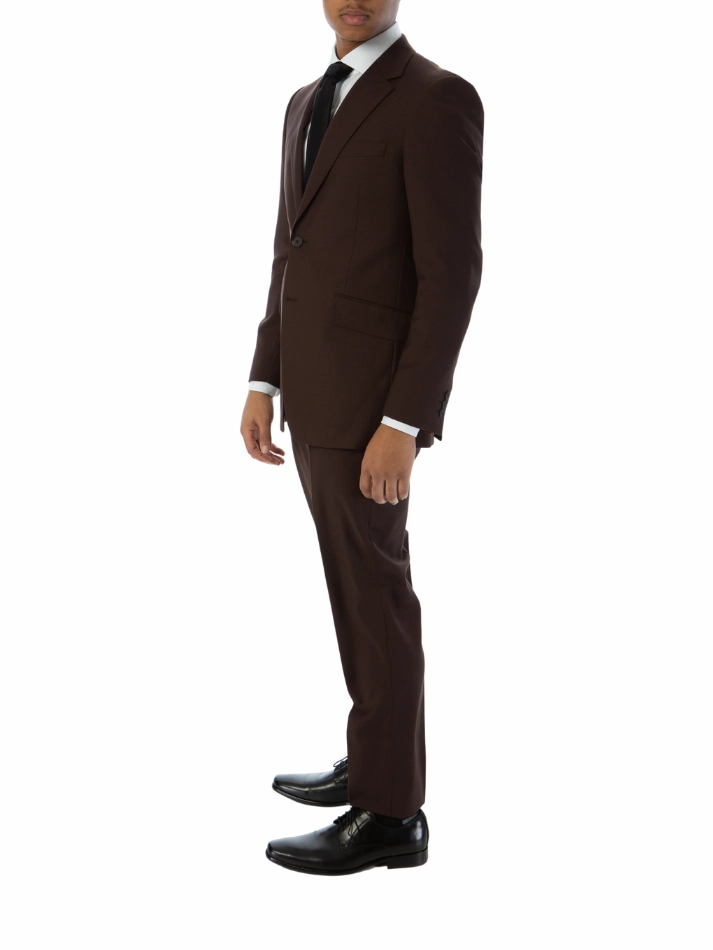 Sartoria Mazara Mens Slim Fit Solid Brown 100% Wool 2 Piece Suit