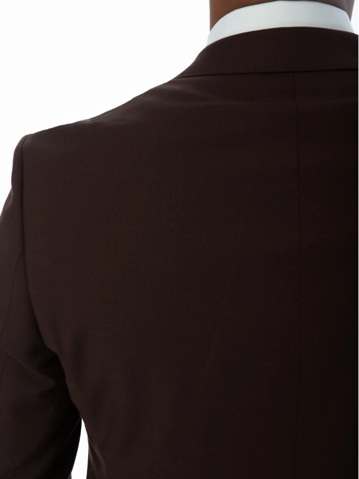 Sartoria Mazara Mens Slim Fit Solid Brown 100% Wool 2 Piece Suit