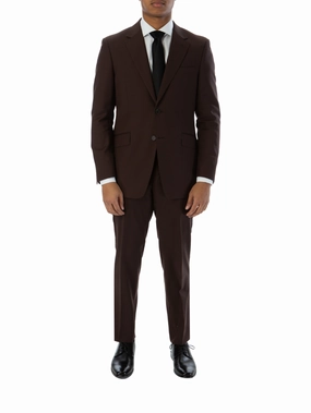 Sartoria Mazara Mens Slim Fit Solid Brown 100% Wool 2 Piece Suit