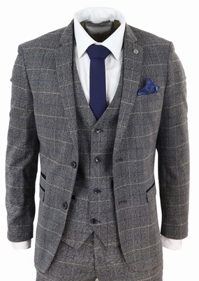 Scott 3 Piece Suit Herringbone Tweed