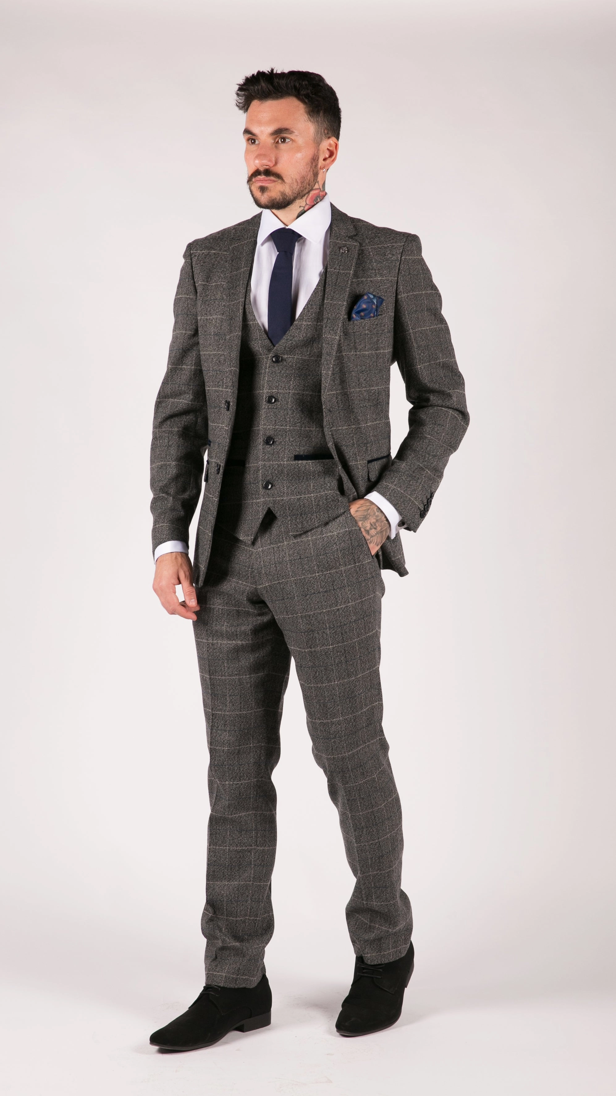 Scott 3 Piece Suit Herringbone Tweed
