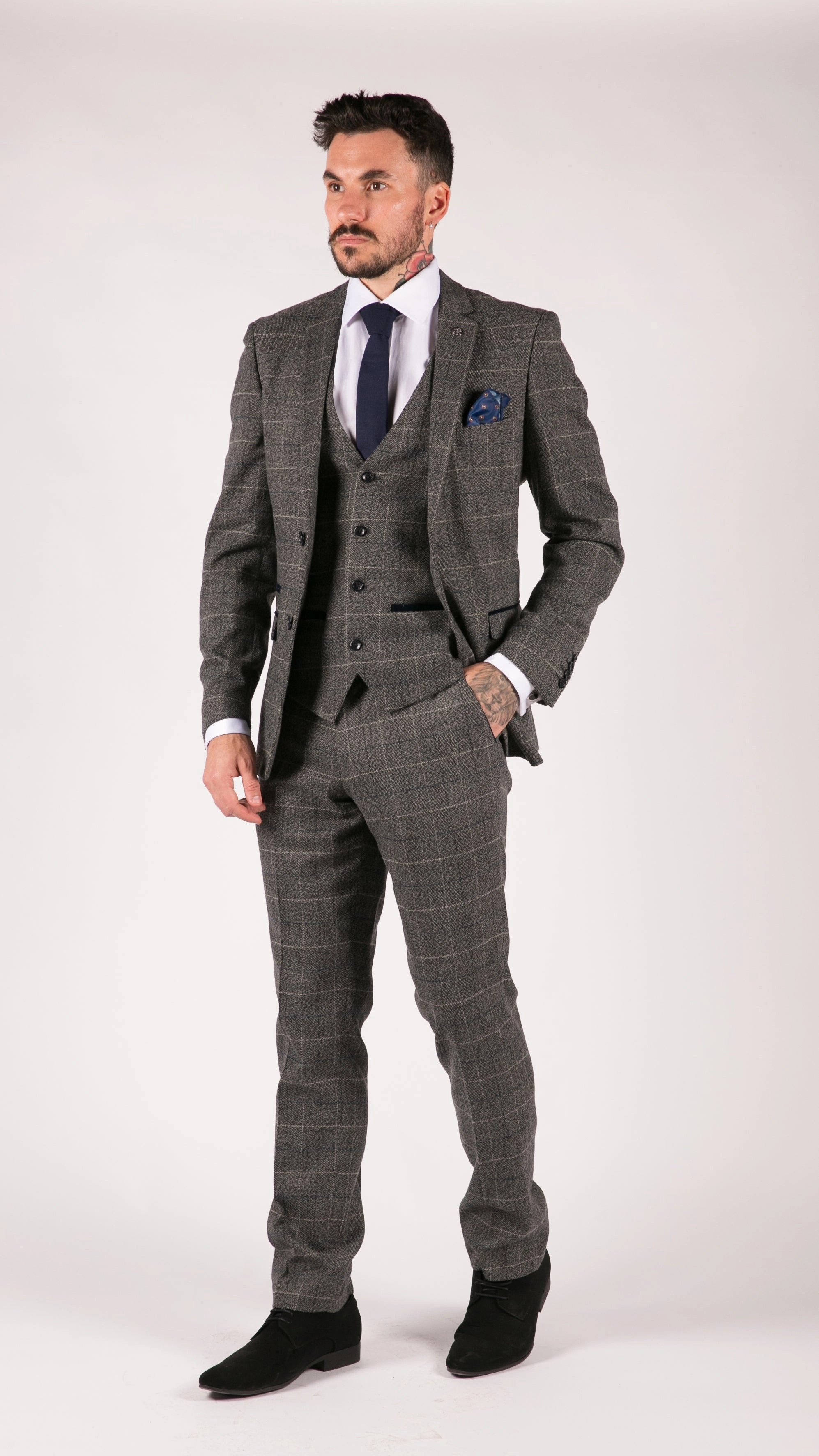 Scott 3 Piece Suit Herringbone Tweed